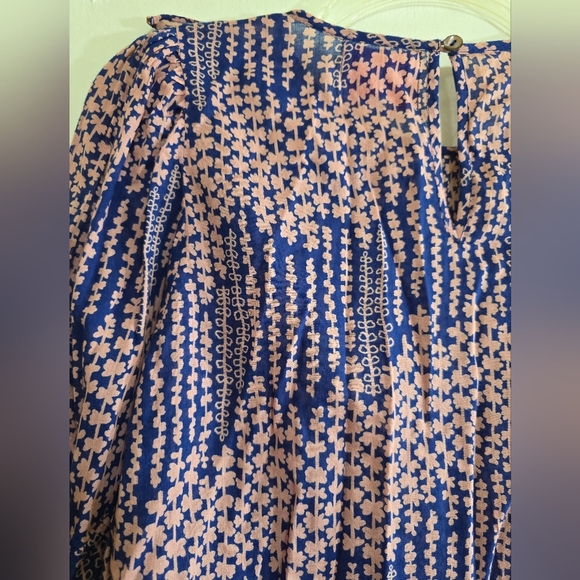 Banjanan Margot Boho Floral Ruffle Blouse In Blue Pink Small Long Sleeve - Picture 10 of 11